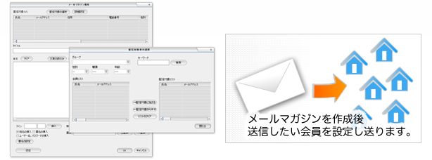 メールマガジンを作成後送信したい会員を設定し送ります。